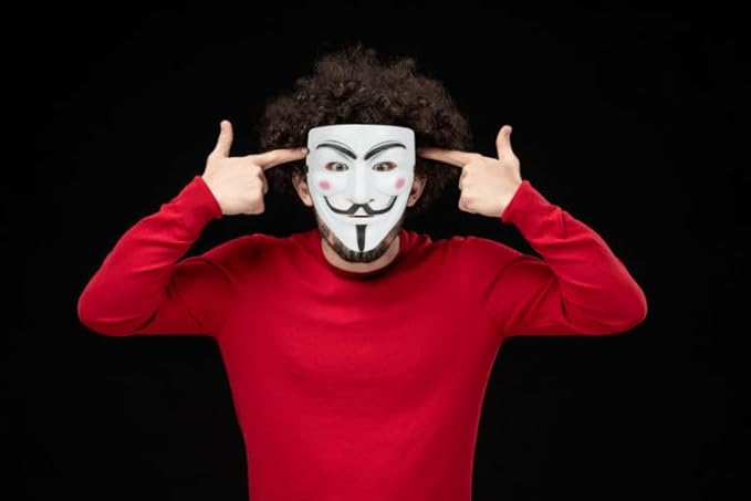 Labreeze Vendetta Face Mask – Guy Fawkes Style Costume Accessory for Adults – Halloween Fancy Dress, Anonymous Cosplay, Stage & Themed Party Mask