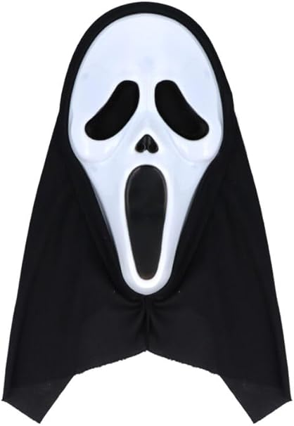 labreeze Pack of 6 Adult Screaming Ghost Face Masks with Hood – Scary Halloween Costume Accessories for Fancy Dress, Trick or Treat, Cosplay, Haunted Houses & Horror Parties