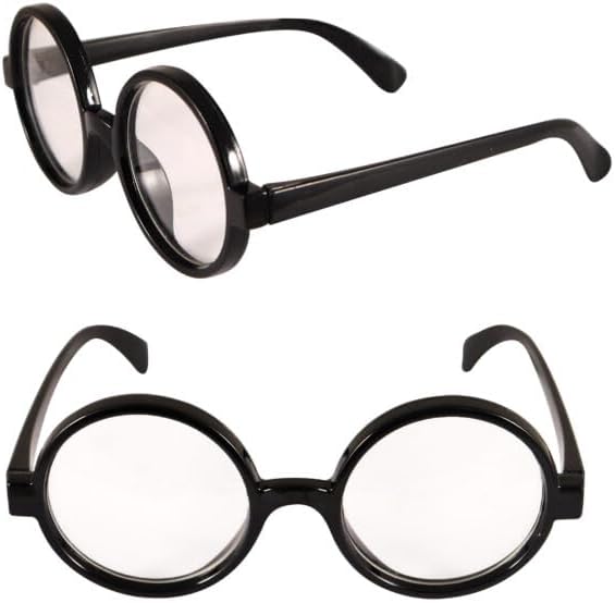 labreeze Adults Wizard Boy Round Glasses with Clear Lenses – Fancy Dress Costume Accessory for Halloween, Cosplay, Parties, Stage & Themed Events
