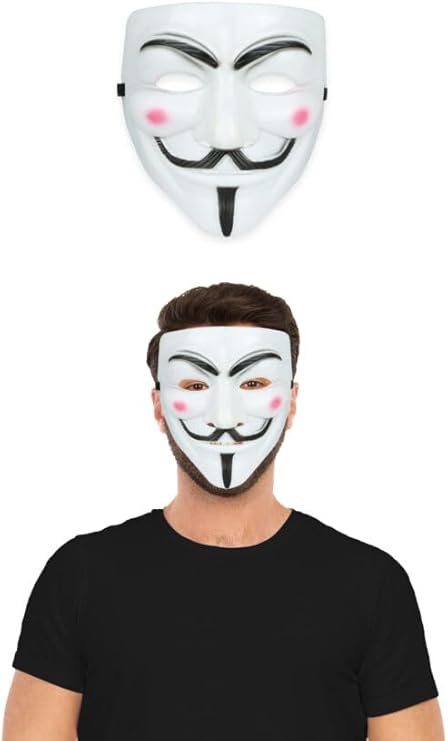 Labreeze Vendetta Face Mask – Guy Fawkes Style Costume Accessory for Adults – Halloween Fancy Dress, Anonymous Cosplay, Stage & Themed Party Mask