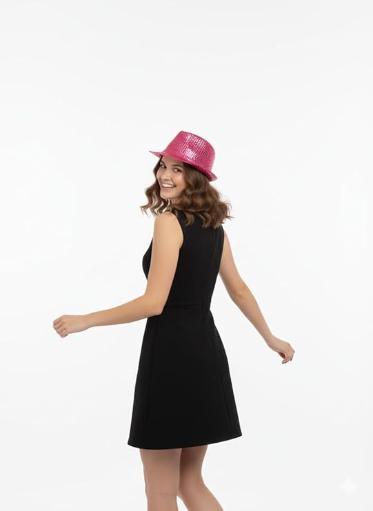 Labreeze Adult Pink Sequin Fedora Hat – Festive Party Accessory for Christmas & New Year's Celebrations