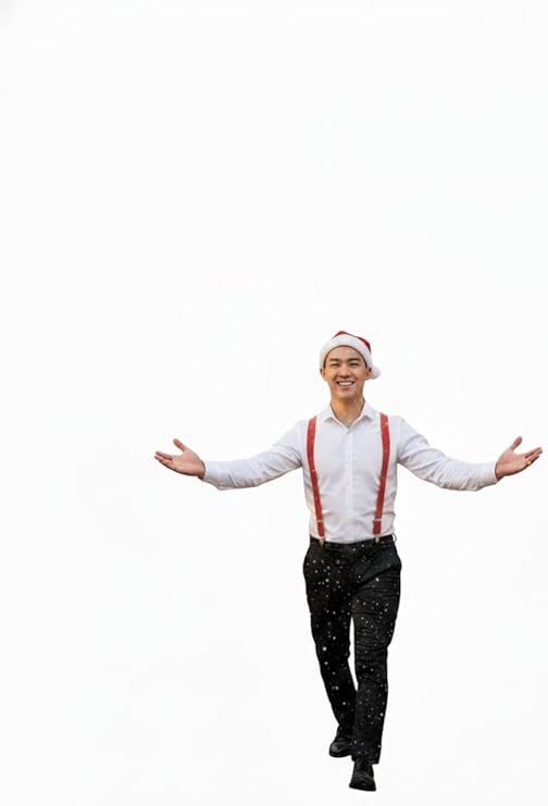 Labreeze Men's Deluxe Santa Hat and Red Braces Set – Christmas Costume Accessories with Plush Hat and Adjustable Suspenders