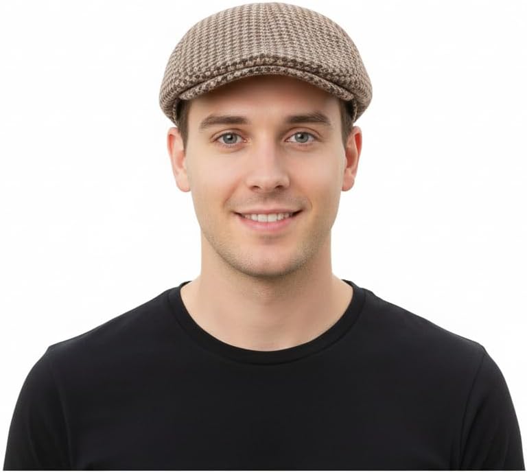 labreeze Brown Tweed Flat Cap – Adult Classic Peaky Style Hat