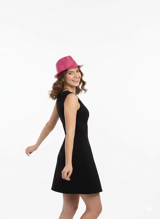 Labreeze Adult Pink Sequin Fedora Hat – Festive Party Accessory for Christmas & New Year's Celebrations