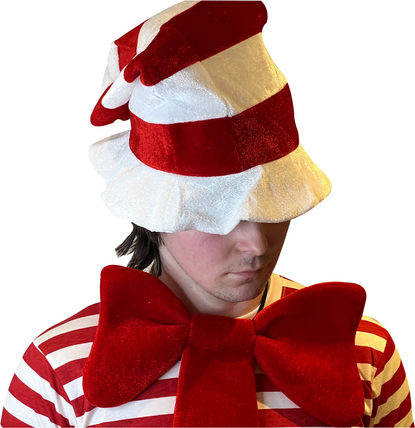 Labreeze Cat in the Hat 5-Piece Set – Red & White T-Shirt, Hat, Gloves, Bow Tie & Tail – World Book Day & World Book Week Fancy Dress Costume