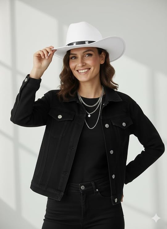 labreeze White Studded Cowboy Hat – Adult Western Party Hat