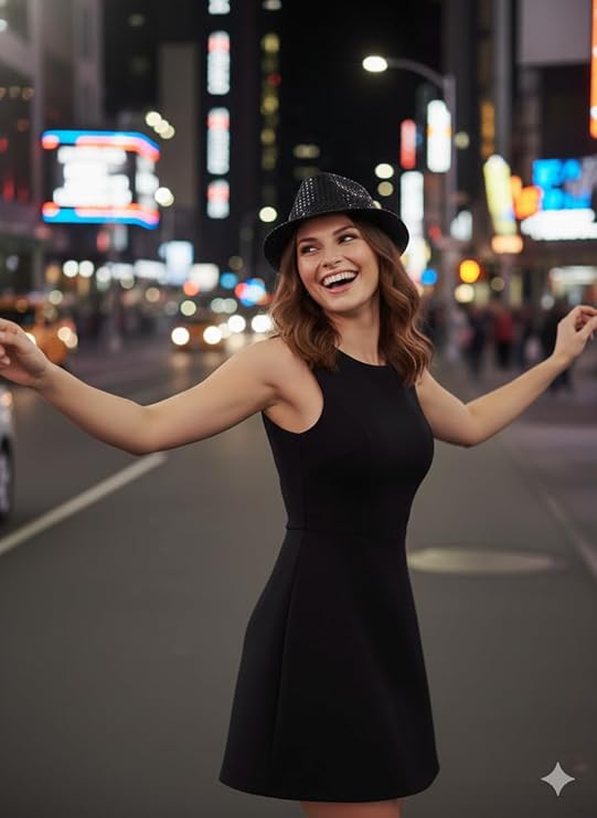 labreeze Adult Black Sequin Fedora Hat – Sparkly Party Accessory for Christmas, New Year’s Eve & Costume Events