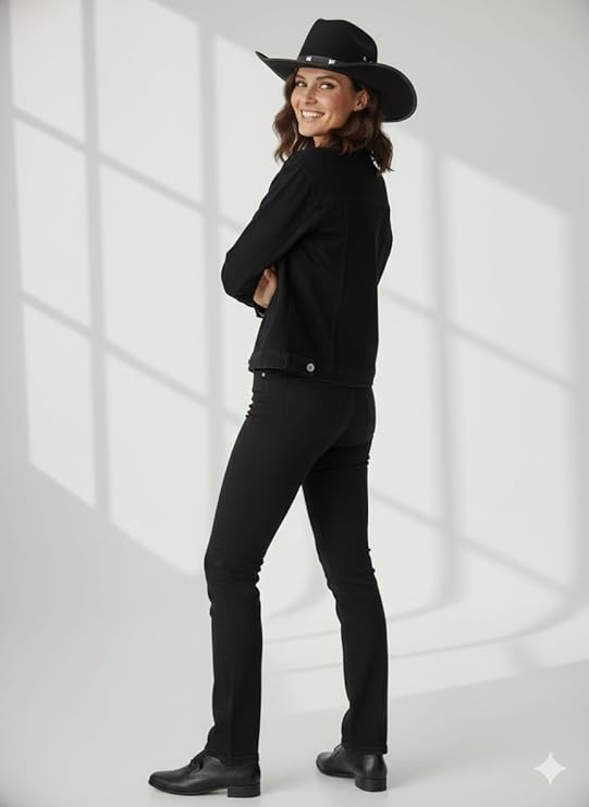 labreeze Black Felt Cowboy Hat with Studded Band – Adult Western Party Hat