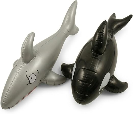 labreeze Inflatable Shark and Whale Set – 2 Pack Ocean Animal Toys (90cm Shark & 85cm Whale) - Labreeze Ltd