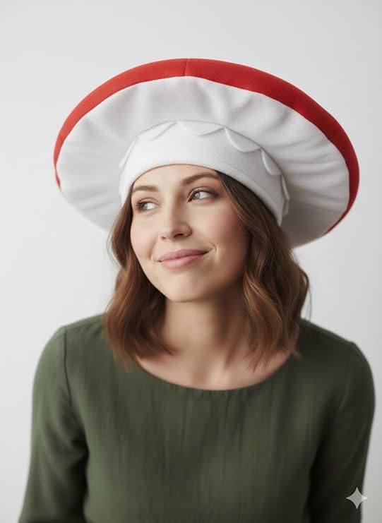 labreeze Toad Stool Mushroom Hat for Adults – Red & White Polka Dot Fantasy Costume Accessory