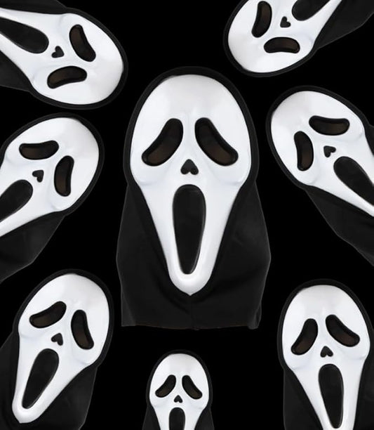 labreeze Pack of 8 Adult Screaming Ghost Face Masks with Hood – Scary Halloween Costume Accessories for Fancy Dress, Trick or Treat, Cosplay, Haunted Houses & Horror Parties