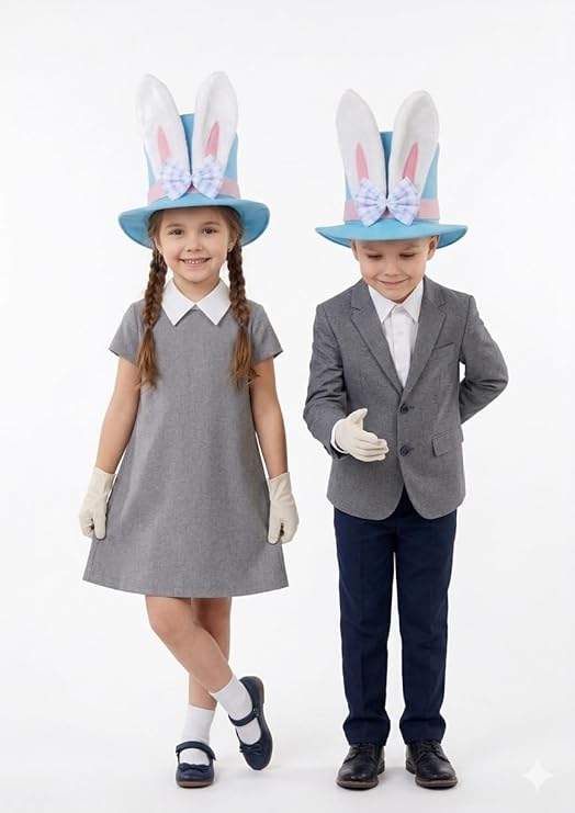 labreeze Children's Easter Bunny Top Hat with White Gloves – Blue 2 Piece Set for Kids - Labreeze Ltd