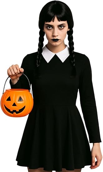 Scary Daughter Wig for Women – Long Black Halloween Hairpiece – Horror Fancy Dress Costume Accessory for Adults – Creepy Character Wig for Spooky Parties & Cosplay