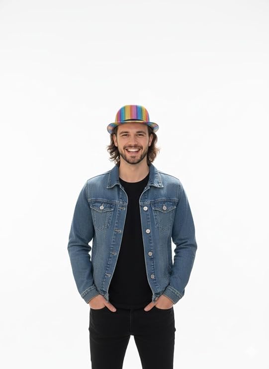 labreeze Rainbow Coloured Bowler Hat – Adult Bright Party Costume Hat