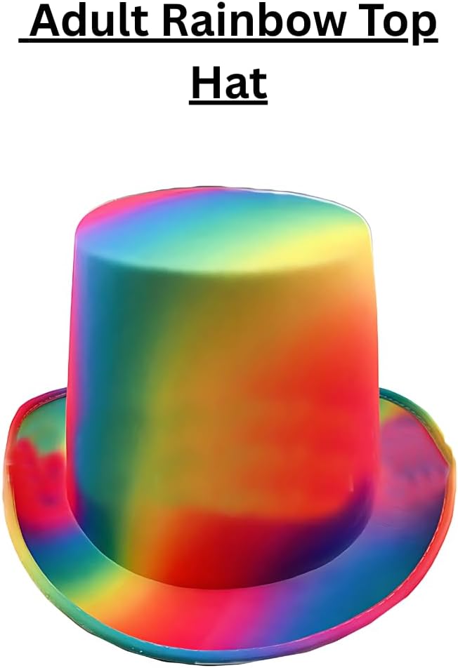 labreeze Adult Rainbow Top Hat – Vibrant Fancy Dress Accessory for Pride, Festivals & Parties