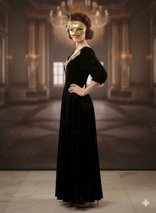 labreeze Gold Venetian Masquerade Eye Mask with Feather – Glitter & Ribbon Costume Accessory