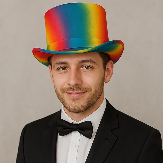 labreeze Adult Rainbow Top Hat – Vibrant Fancy Dress Accessory for Pride, Festivals & Parties