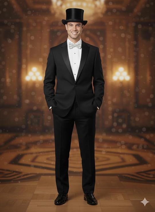 Labreeze Adult Black Velour Top Hat with Silver Sequin Bow – Victorian Dickens Caroler Costume Accessory for Christmas Parties & Theatre