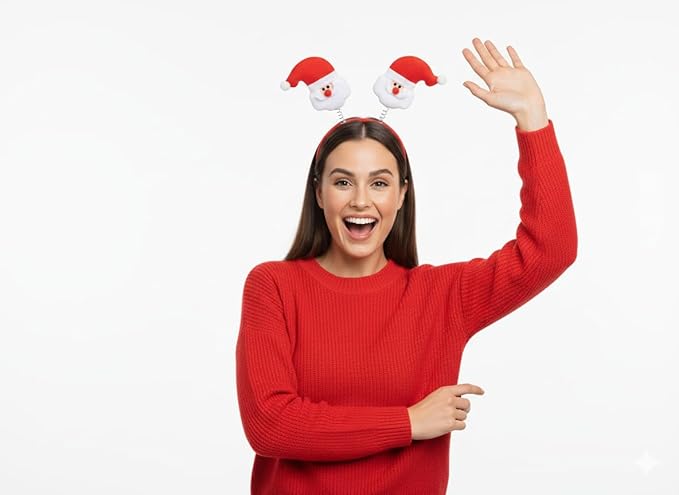 labreeze Christmas Santa Head Bopper Headband – Festive Holiday Party Accessory with Wobbling Santa Topper