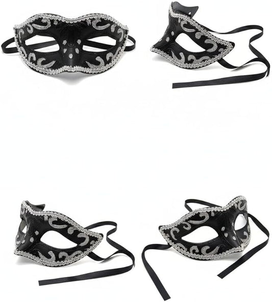 labreeze Black Eye Mask with Silver Trim (Adult) – Elegant Masquerade Mask for New Year, Parties, Halloween, Carnival & Fancy Dress