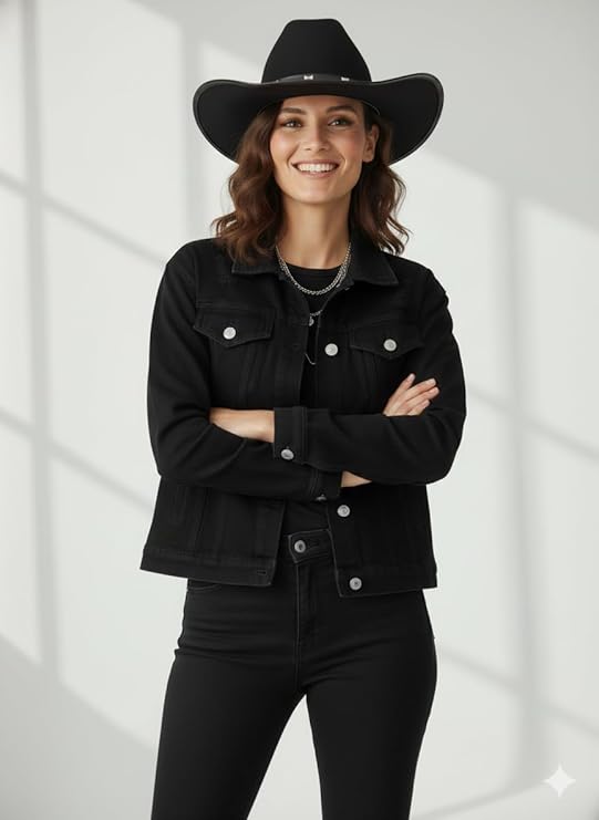 labreeze Black Felt Cowboy Hat with Studded Band – Adult Western Party Hat