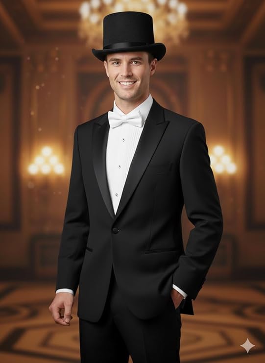 Adult Black Velour Top Hat with White Bow – Classic Fancy Dress Accessory