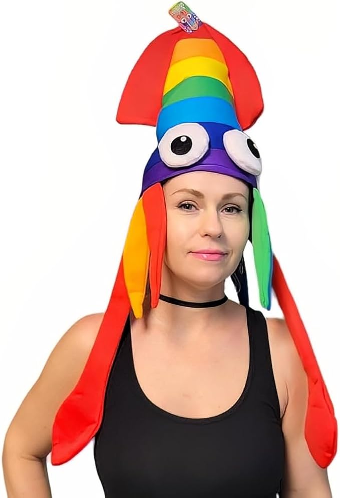 labreeze Rainbow Squid Hat for Adults – Novelty Sea Creature Fancy Dress Hat