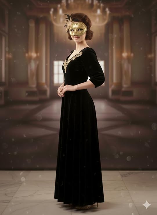 labreeze Gold Venetian Masquerade Eye Mask with Feather – Glitter & Ribbon Costume Accessory