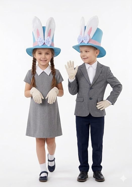 labreeze Children's Easter Bunny Top Hat with White Gloves – Blue 2 Piece Set for Kids - Labreeze Ltd