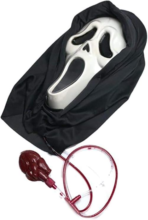 Bleeding Halloween Mask for Men – Scary Horror Face Mask with Pump-Activated Fake Blood – Creepy Fancy Dress & Costume Accessory