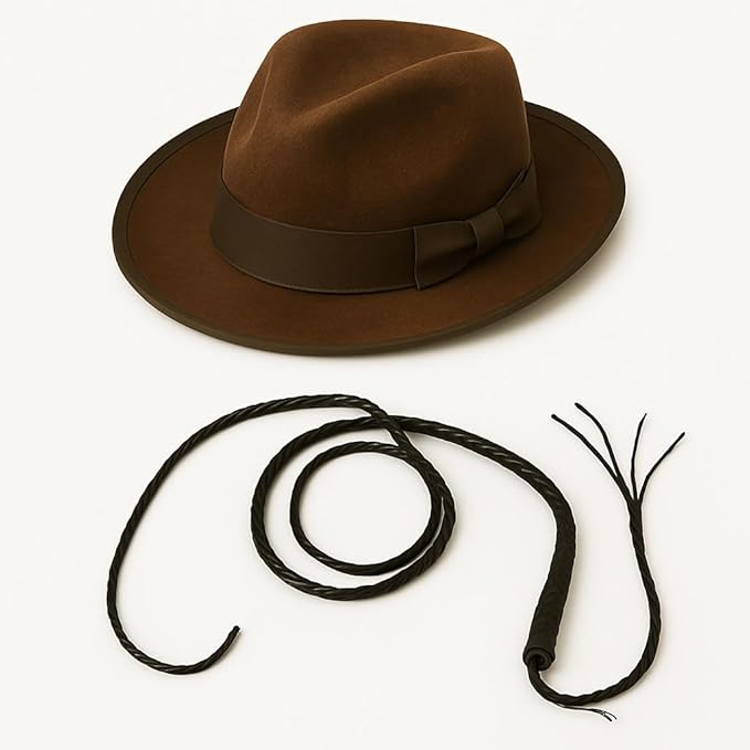 Brown Explorer Hat Set for Kids (2-Pack) with One Explorer Whip – Adventure Safari Costume Accessories for Fancy Dress, Halloween & Role Play