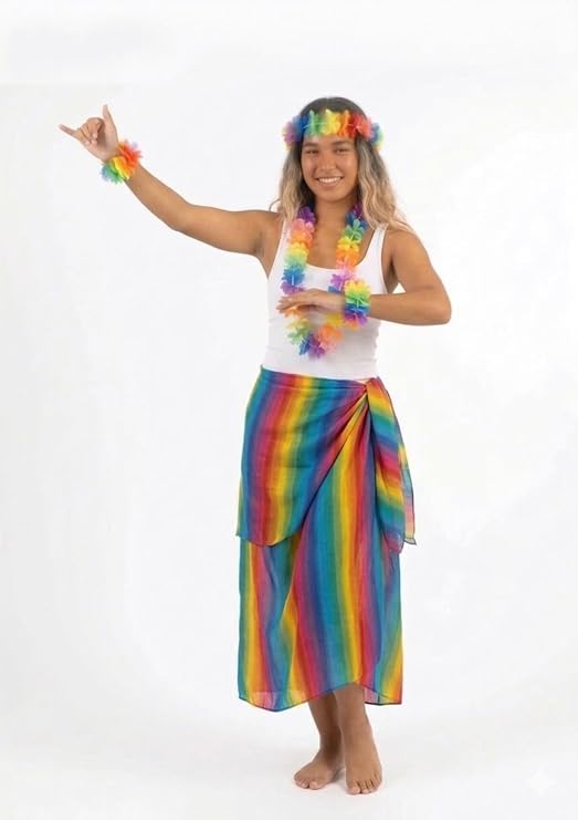 labreeze Hula Lei 4 Piece Set – Multicoloured Neon Hawaiian Party Accessories