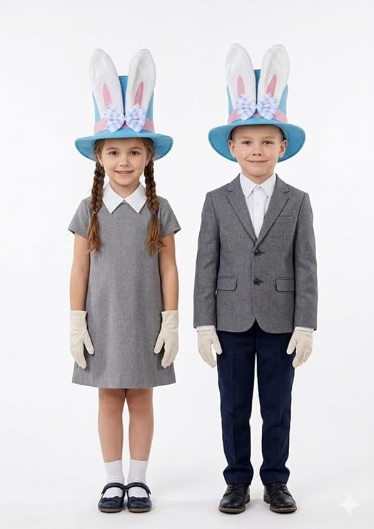 labreeze Children's Easter Bunny Top Hat with White Gloves – Blue 2 Piece Set for Kids - Labreeze Ltd