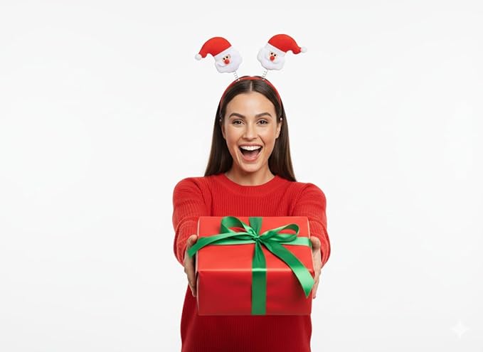 labreeze Christmas Santa Head Bopper Headband – Festive Holiday Party Accessory with Wobbling Santa Topper