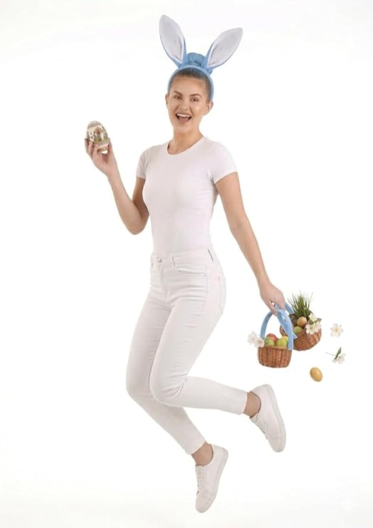 labreeze Bunny Ears Headband – Blue & White Easter Fancy Dress Accessory (21 x 26cm) - Labreeze Ltd