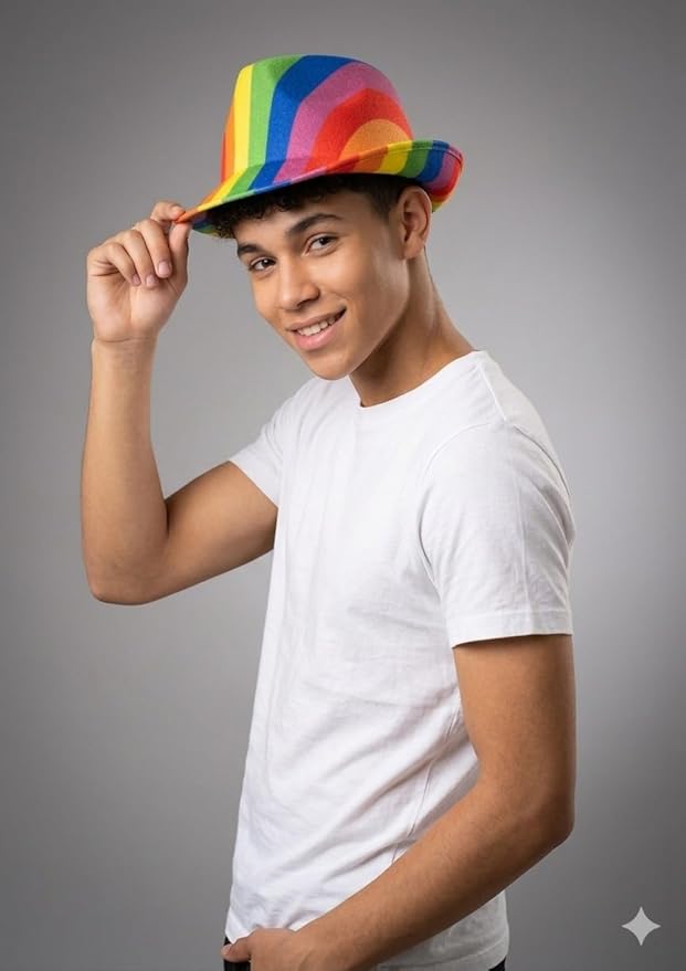 labreeze Rainbow Pride Metallic Tinsel Trilby Hat – Multicolour Adult Festival & Fancy Dress Hat - Labreeze Ltd
