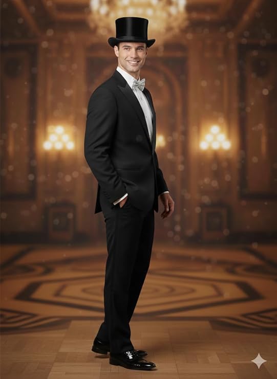 Labreeze Adult Black Velour Top Hat with Silver Sequin Bow – Victorian Dickens Caroler Costume Accessory for Christmas Parties & Theatre