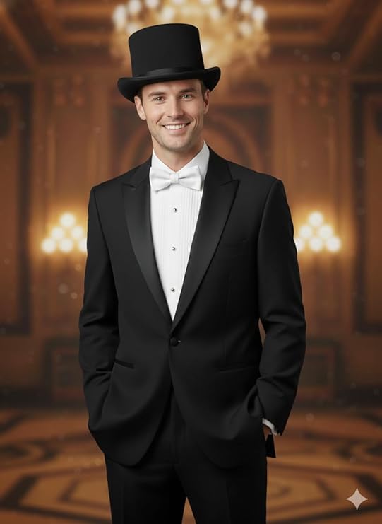 Adult Black Velour Top Hat with White Bow – Classic Fancy Dress Accessory