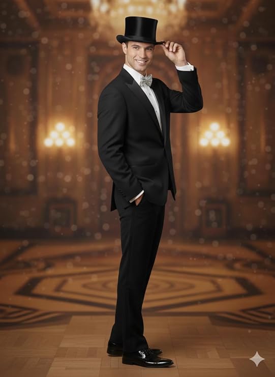 Labreeze Adult Black Velour Top Hat with Silver Sequin Bow – Victorian Dickens Caroler Costume Accessory for Christmas Parties & Theatre