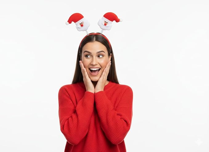 labreeze Christmas Santa Head Bopper Headband – Festive Holiday Party Accessory with Wobbling Santa Topper