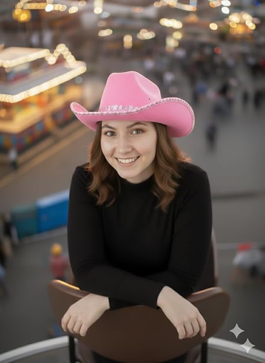 labreeze Pink Cowboy Hat with Sequin Braid Trim – Western Style Felt Hat for Adults