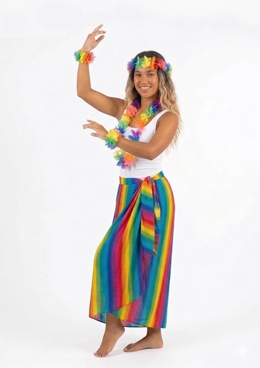 labreeze Hula Lei 4 Piece Set – Multicoloured Neon Hawaiian Party Accessories