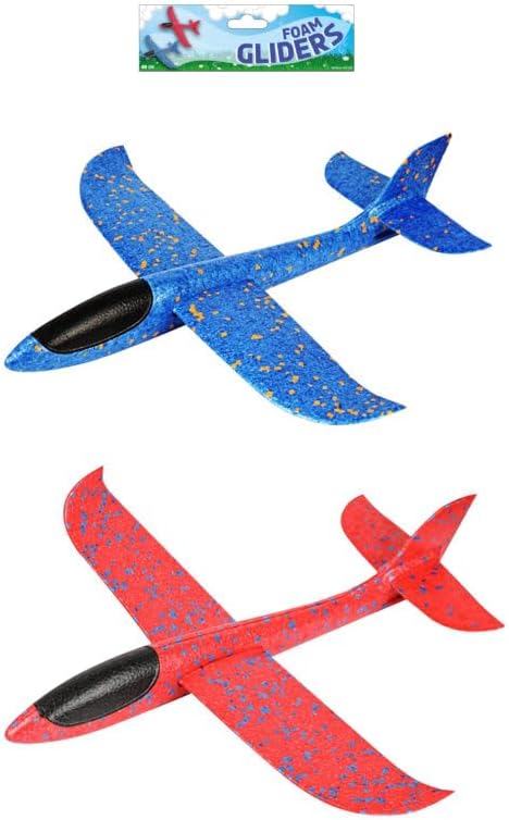 Pack of 14 Flying Foam Gliders (48cm) – Large Assorted Colour Aeroplanes for Kids – Easy to Assemble Outdoor Toys – Party Bag Fillers, Game Prizes & Gifts