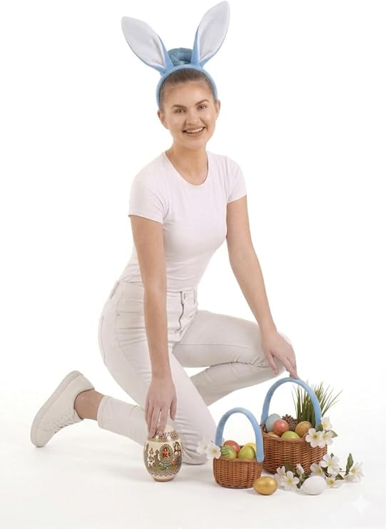 labreeze Bunny Ears Headband – Blue & White Easter Fancy Dress Accessory (21 x 26cm) - Labreeze Ltd