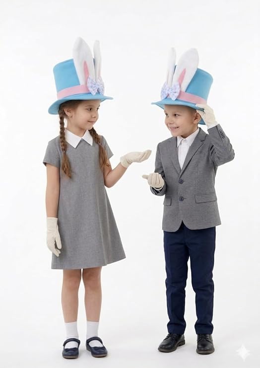 labreeze Children's Easter Bunny Top Hat with White Gloves – Blue 2 Piece Set for Kids - Labreeze Ltd