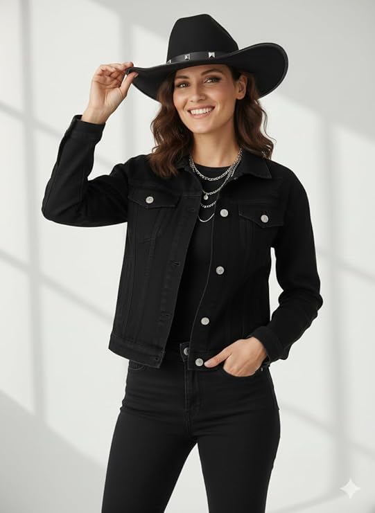 labreeze Black Felt Cowboy Hat with Studded Band – Adult Western Party Hat