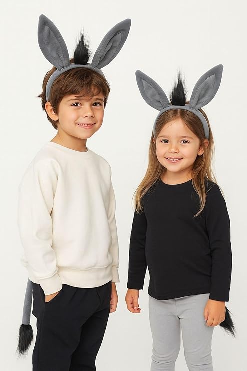 labreeze Kids’ Donkey Costume Set – Donkey Ears & Tail Fancy Dress Accessory Kit for Halloween, Cosplay, Stage, Parties & Themed Events