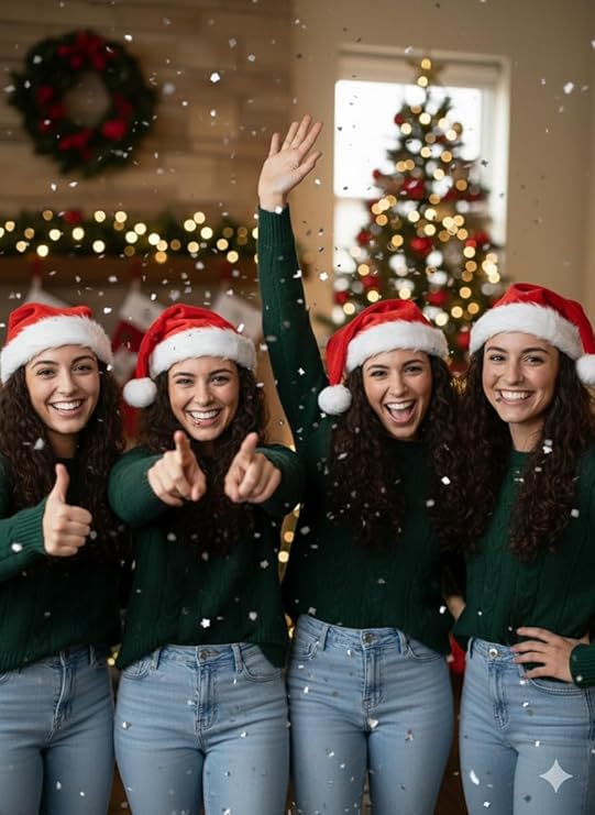 labreeze Set of 4 Deluxe Adult Santa Hats – Red & White Plush Christmas Hats