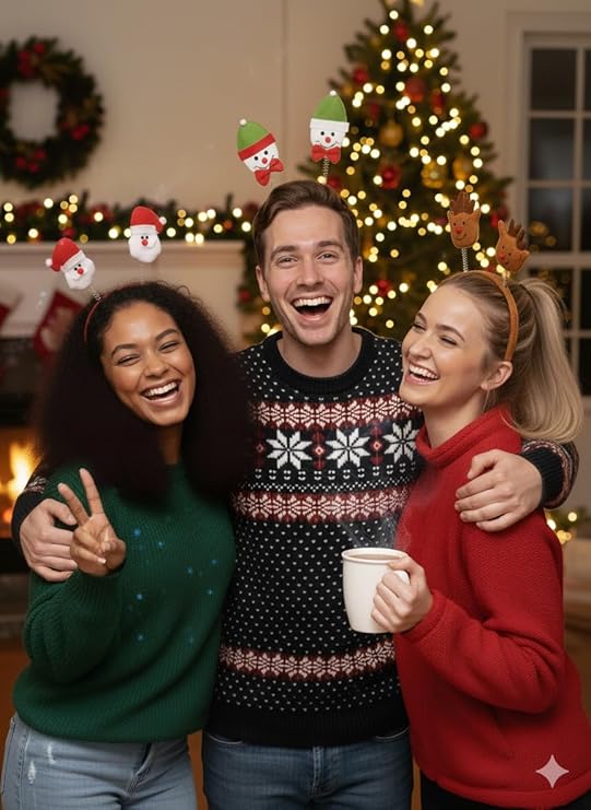 labreeze Christmas Head Bopper Headbands – Set of 3 Assorted Festive Designs with Santa, Snowman and Reindeer