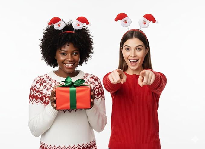 labreeze Christmas Santa Head Bopper Headbands – Festive Party Accessory, Set of 2